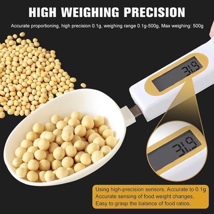 Digital Spoon Scale Electronic Measuring Spoon with 2 Replaceable Spoons, Food Coffee Weigh Scale High Precision for Home 500/0.1g, Digital Food Spoon Scale, Kitchen Scales with LCD Display