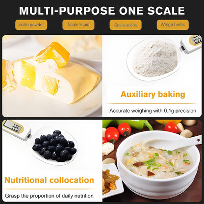 Digital Spoon Scale Electronic Measuring Spoon with 2 Replaceable Spoons, Food Coffee Weigh Scale High Precision for Home 500/0.1g, Digital Food Spoon Scale, Kitchen Scales with LCD Display