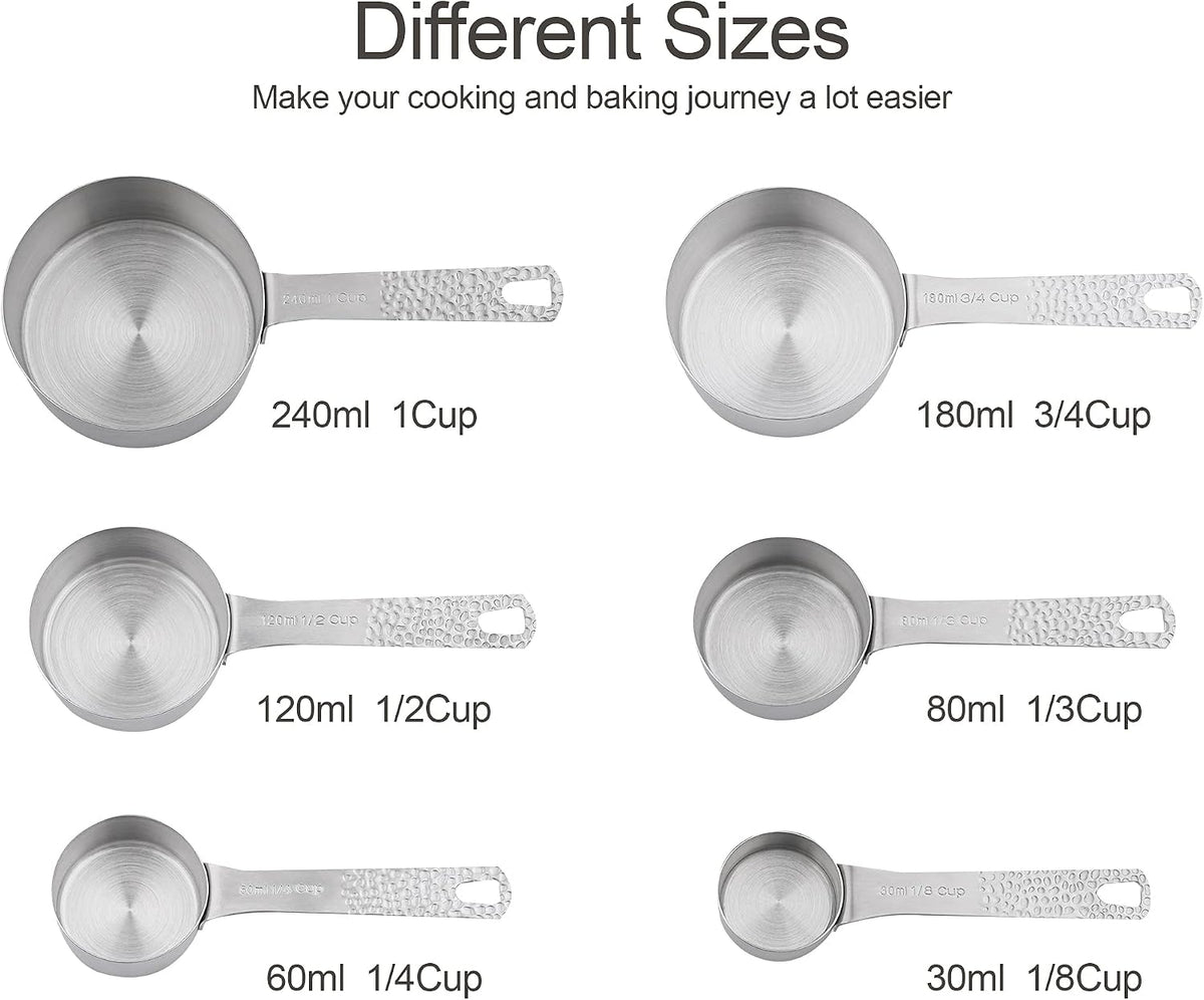 Copper Measuring Cups and Spoons Set 14, Stainless Steel Measure Cups and Spoons Set for Baking & Kitchen, 6 Metal Metric Measuring Cups and 7 Measuring Spoons 1 Leveler for Dry & Liquid