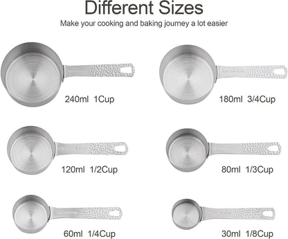 Copper Measuring Cups and Spoons Set 14, Stainless Steel Measure Cups and Spoons Set for Baking & Kitchen, 6 Metal Metric Measuring Cups and 7 Measuring Spoons 1 Leveler for Dry & Liquid