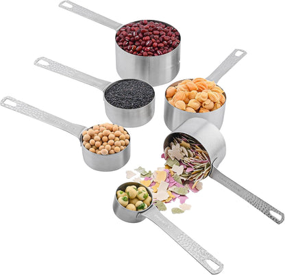 Copper Measuring Cups and Spoons Set 14, Stainless Steel Measure Cups and Spoons Set for Baking & Kitchen, 6 Metal Metric Measuring Cups and 7 Measuring Spoons 1 Leveler for Dry & Liquid