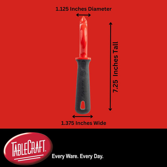 10997 Vegetable Peeler, Stainless Steel, Straight Edge, Ergonomic Non-Slip Handle with Eye Remover, 1.125"x1.375"x7.25", Red/Black – Commercial Kitchen Use