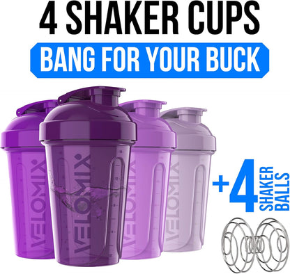 4 Pack 20oz Protein Shaker Bottle for Protein Mixes, Berry Blend | 4x Wire Whisk, Leak Proof Shaker Cups for Protein Shakes, Stackable, Cute Colors for Women, For Home, Gym, Office and Car