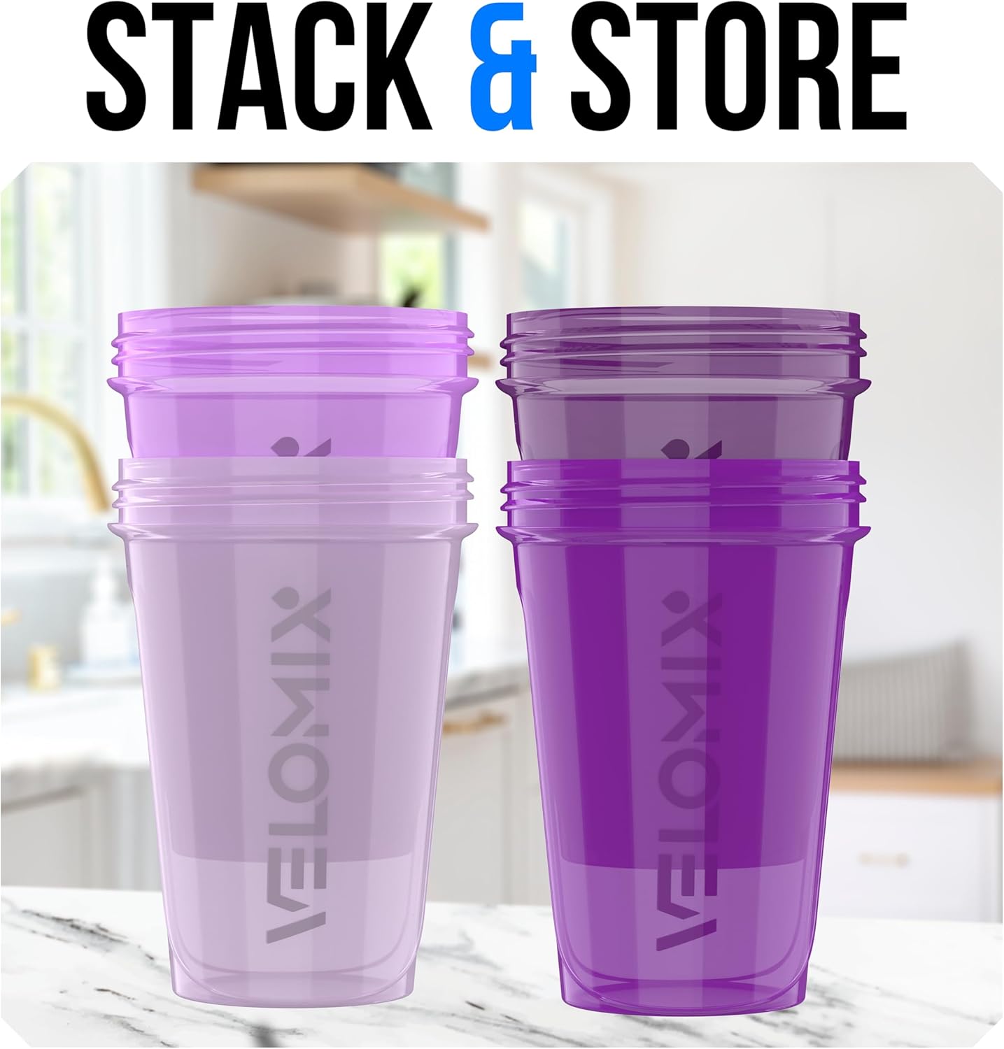 4 Pack 20oz Protein Shaker Bottle for Protein Mixes, Berry Blend | 4x Wire Whisk, Leak Proof Shaker Cups for Protein Shakes, Stackable, Cute Colors for Women, For Home, Gym, Office and Car