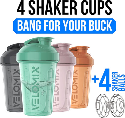 4 Pack 20oz Protein Shaker Bottle for Protein Mixes, Berry Blend | 4x Wire Whisk, Leak Proof Shaker Cups for Protein Shakes, Stackable, Cute Colors for Women, For Home, Gym, Office and Car