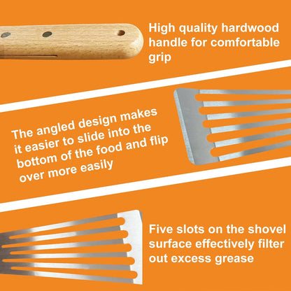 Fish Spatula Stainless Steel - Professional Slotted spatula with Premium Wood Handle Delicate Fish Turner for Burgers & Pancakes | Chef's Choice for Grilling & Cooking (1)
