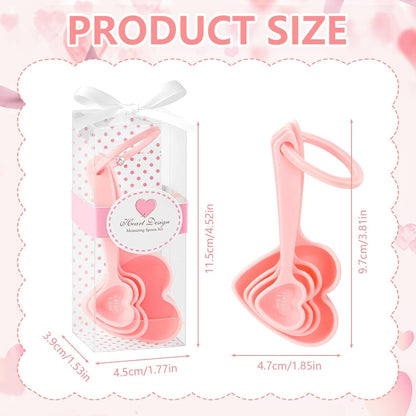 50 Set Heart Measuring Spoons,Pink Wedding Bridal Shower Bulk Return Gifts | Plastic heart measuring spoons with bags and cards. Practical souvenirs for wedding guests and bridal shower favors
