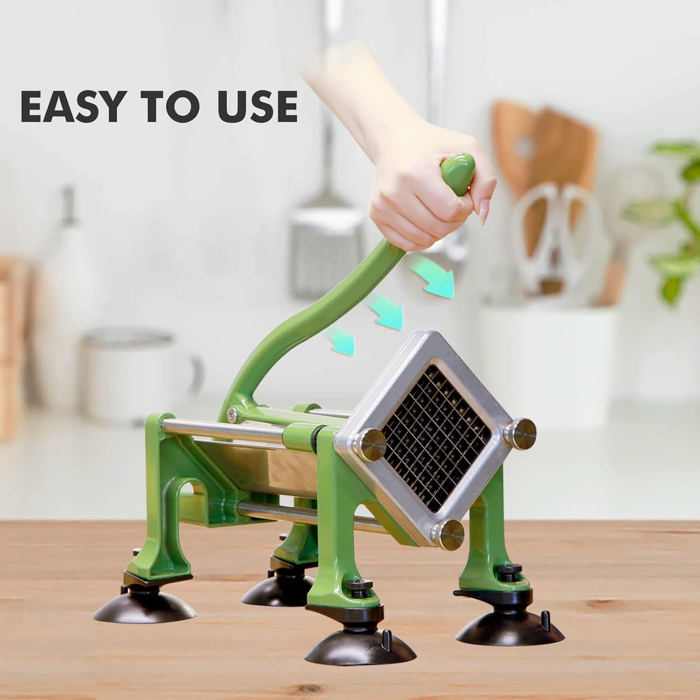 Commercial French Fry Cutter Stainless Steel Potato Cutter with 3/8&1/4&1/2 Inch Blade French Fries Cutter Manual Potatoes Cutting Machine with Suction Feet for Potato Carrot Yam Cucumbers