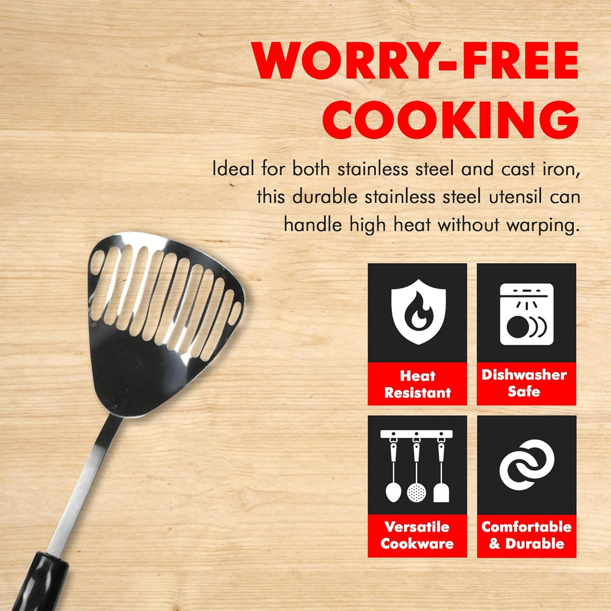 Select Slotted Sturdy Skimmer, 13 inch, Stainless Steel