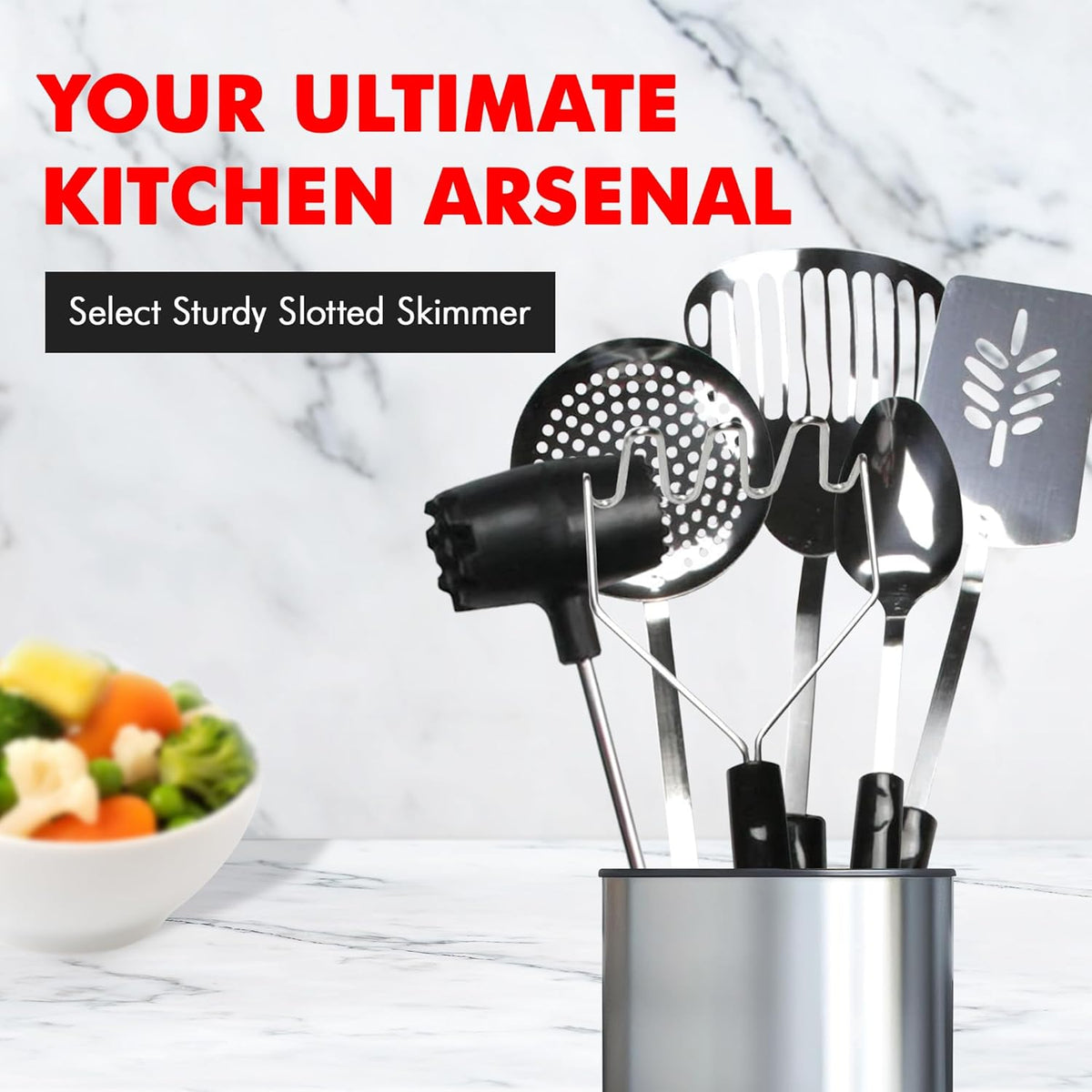 Select Slotted Sturdy Skimmer, 13 inch, Stainless Steel