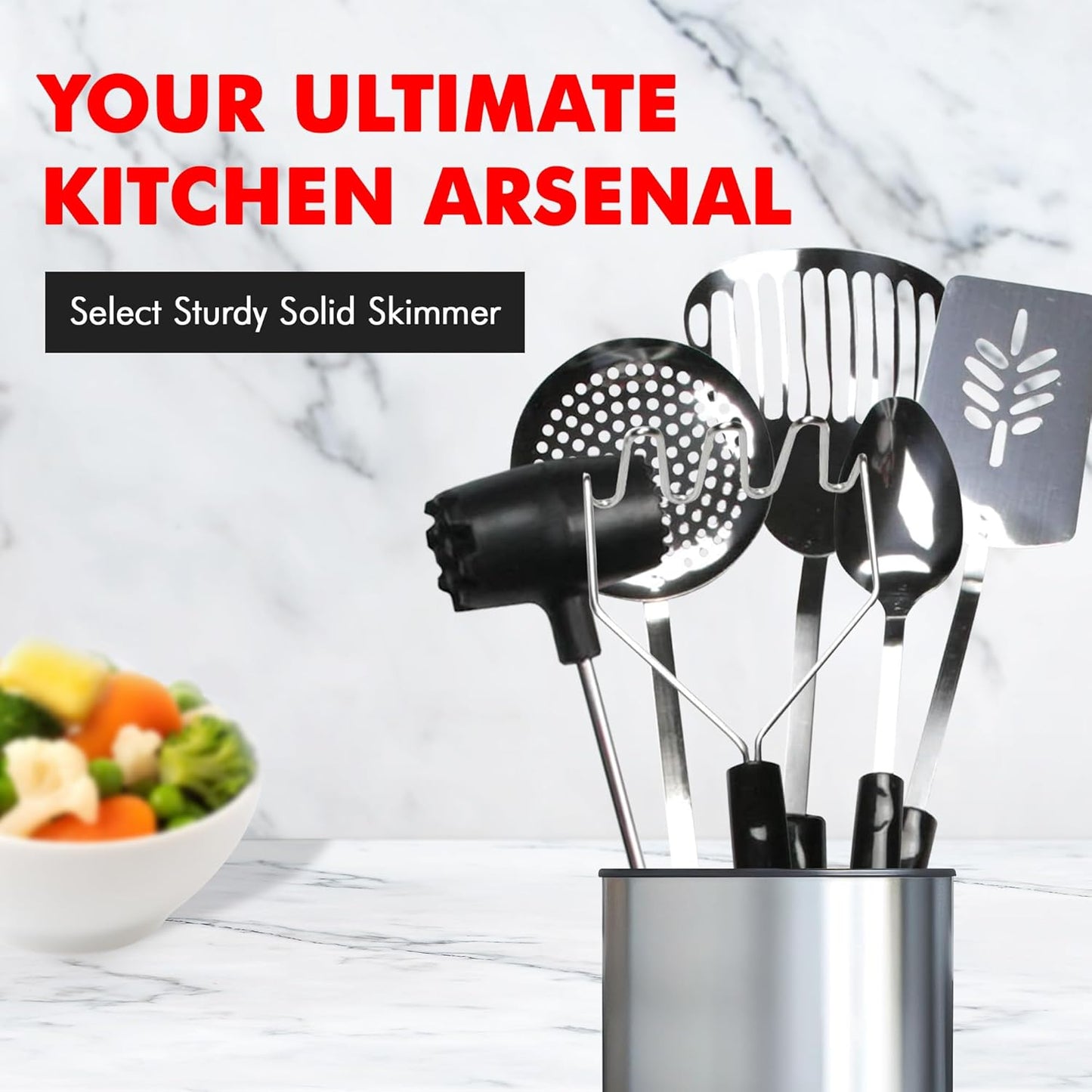 Select Slotted Sturdy Skimmer, 13 inch, Stainless Steel