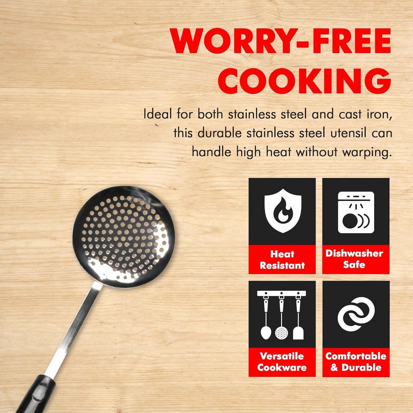 Select Slotted Sturdy Skimmer, 13 inch, Stainless Steel