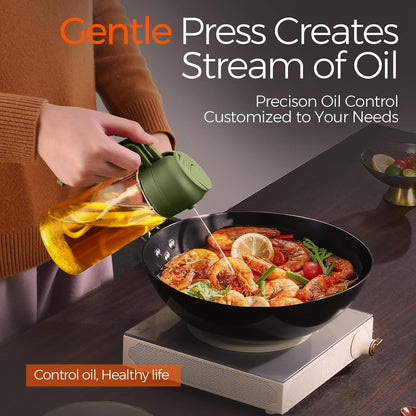16 oz 2-in-1 Glass Olive Oil Sprayer for Cooking, Black | Food-grade dispenser bottle, 470 ml, spray and pour, portion control, stickers included, for salad, frying and BBQ