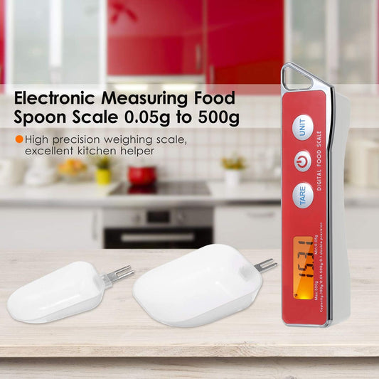Spoon Scale, Digital Spoon Scale Electronic Measuring Spoon Scale Household Kitchen Spoon Scale Food Scale with Tare Function Capacity 0.05g to 500g Support Unit g/oz/gn/ct/