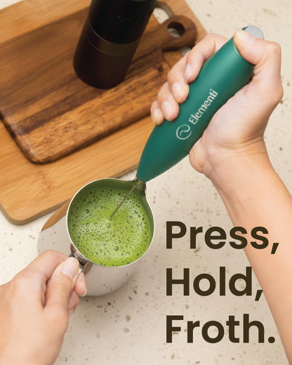 Matcha Whisk & Frother Set - Powerful Electric Matcha Mixer for Powder, Easy to Use Electric Whisk Kit - Craft Effortless Lattes with the Milk Frother Wand & Wisk (Emerald Green)