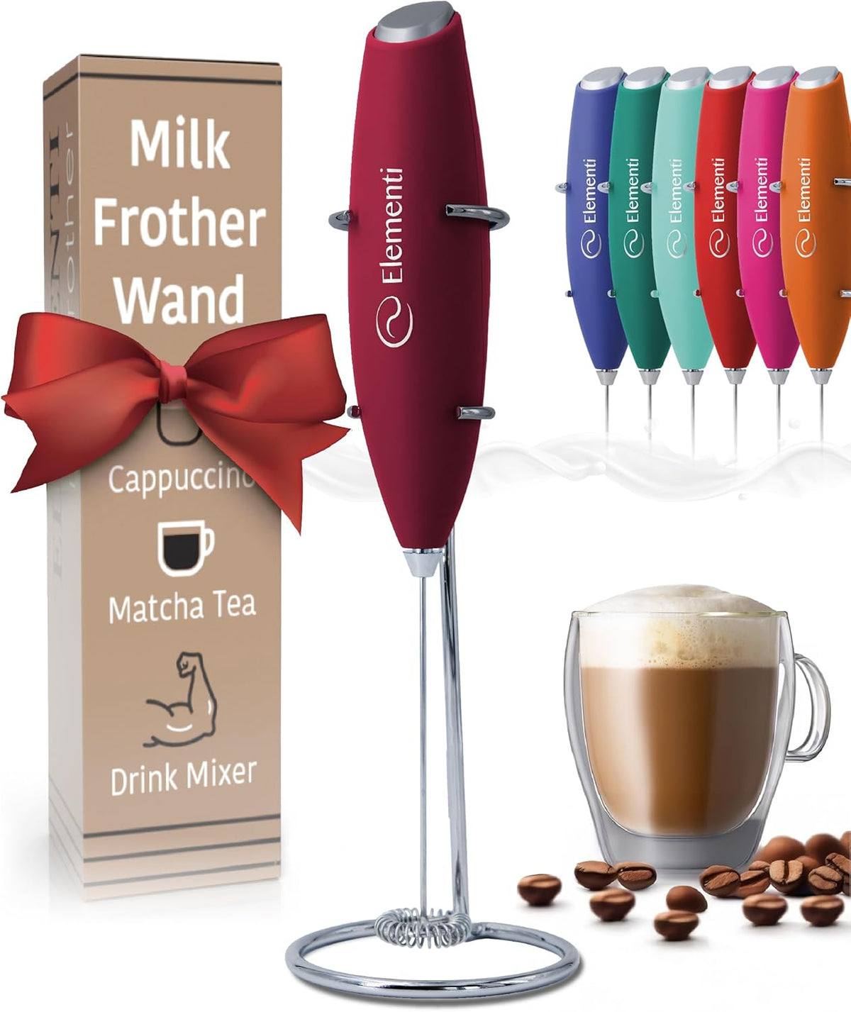 Matcha Whisk & Frother Set - Powerful Electric Matcha Mixer for Powder, Easy to Use Electric Whisk Kit - Craft Effortless Lattes with the Milk Frother Wand & Wisk (Emerald Green)