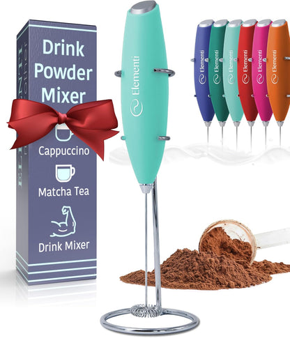 Matcha Whisk & Frother Set - Powerful Electric Matcha Mixer for Powder, Easy to Use Electric Whisk Kit - Craft Effortless Lattes with the Milk Frother Wand & Wisk (Emerald Green)