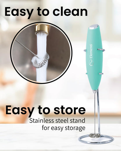 Matcha Whisk & Frother Set - Powerful Electric Matcha Mixer for Powder, Easy to Use Electric Whisk Kit - Craft Effortless Lattes with the Milk Frother Wand & Wisk (Emerald Green)