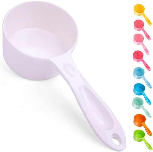 1 Cup Dog Food Scoop for Container Melamine Measuring Scoop for Dogs Cats Birds and Rabbits Pet Food Feeding Scoop Dishwasher Safe - White