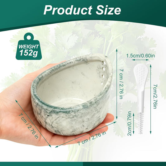 Pottery Herb Stripper Bowl Set, Handmade Different Round Hole Sizes Ceramic Herb Stripper Tool for Peeling Off The Leafy Assembly