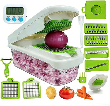Vegetable Slicer and Chopper with Container and Lid, Mandoline Slicer for Kitchen, Onion Dicer, Kitchen Gadgets, House Warming Gifts New Home