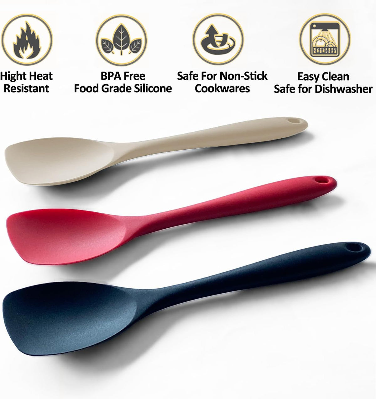 Silicone Spatula Spoon Set, 11 IN, Assorted, Spoonula Heat Resistant
