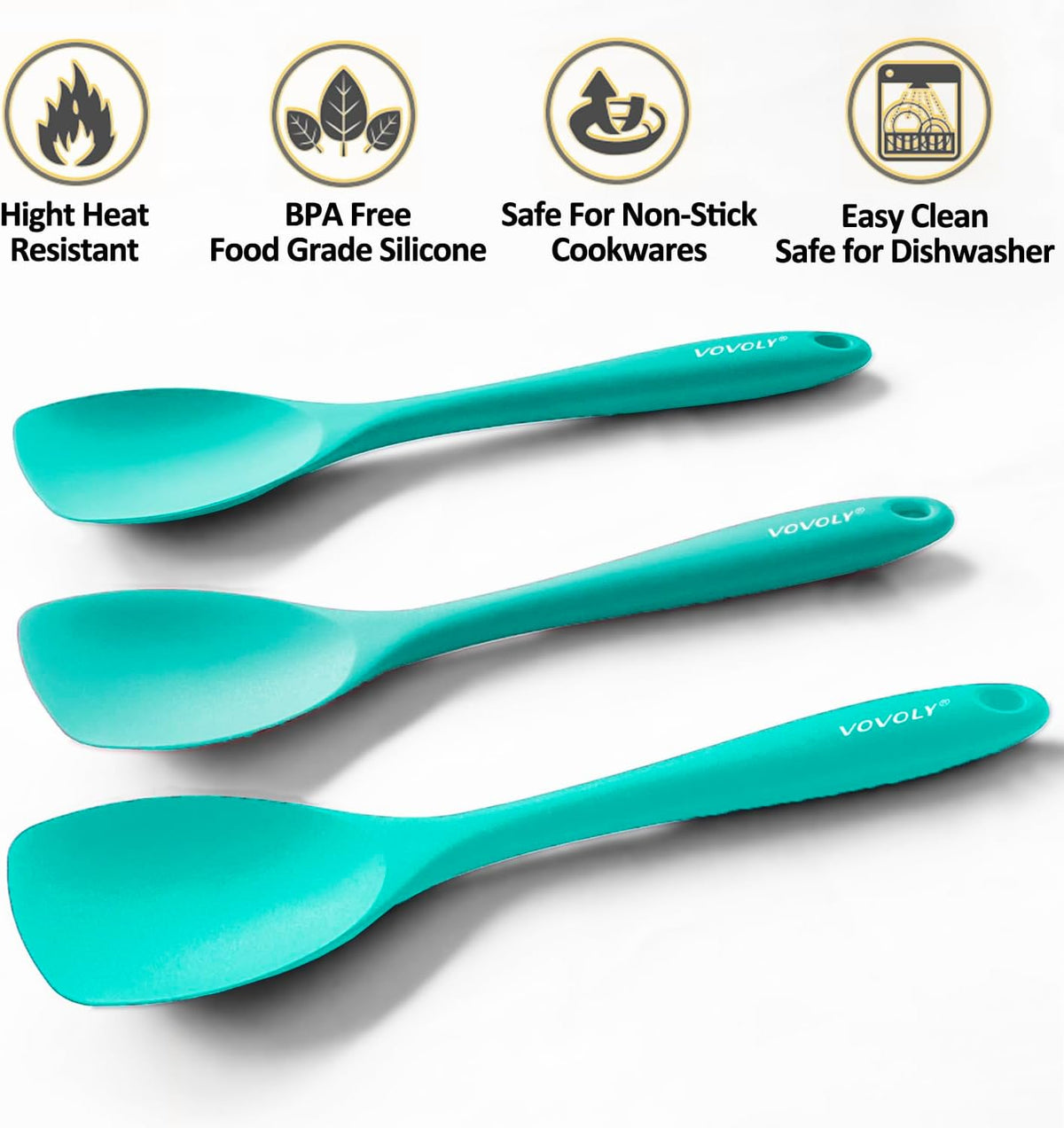 Silicone Spatula Spoon Set, 11 IN, Assorted, Spoonula Heat Resistant