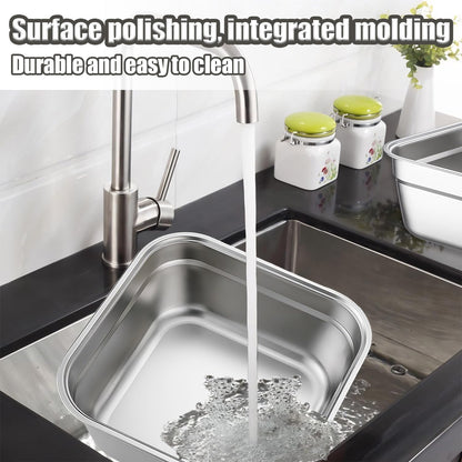 Stainless Steel Washing Up Bowls, 2PCS Square Dish Tub - Fruit Vegetable Washing Basin for Sink, Large Kitchen Containers & Sturdy Dishpans for Home Use, 12"
