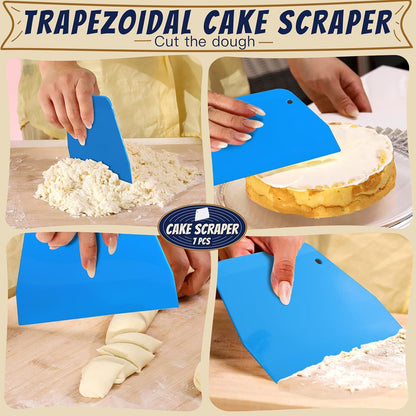 Teenitor Cake Scraper Cake Smoother, 7 Pcs Dough Scraper Bowl Scraper Cake Cutter Cake Spatula Bench Scraper Kitchen Plastic Scraper Tool Cake Decorating Kit