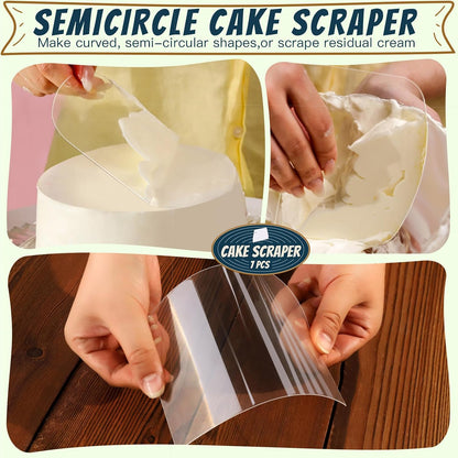 Teenitor Cake Scraper Cake Smoother, 7 Pcs Dough Scraper Bowl Scraper Cake Cutter Cake Spatula Bench Scraper Kitchen Plastic Scraper Tool Cake Decorating Kit