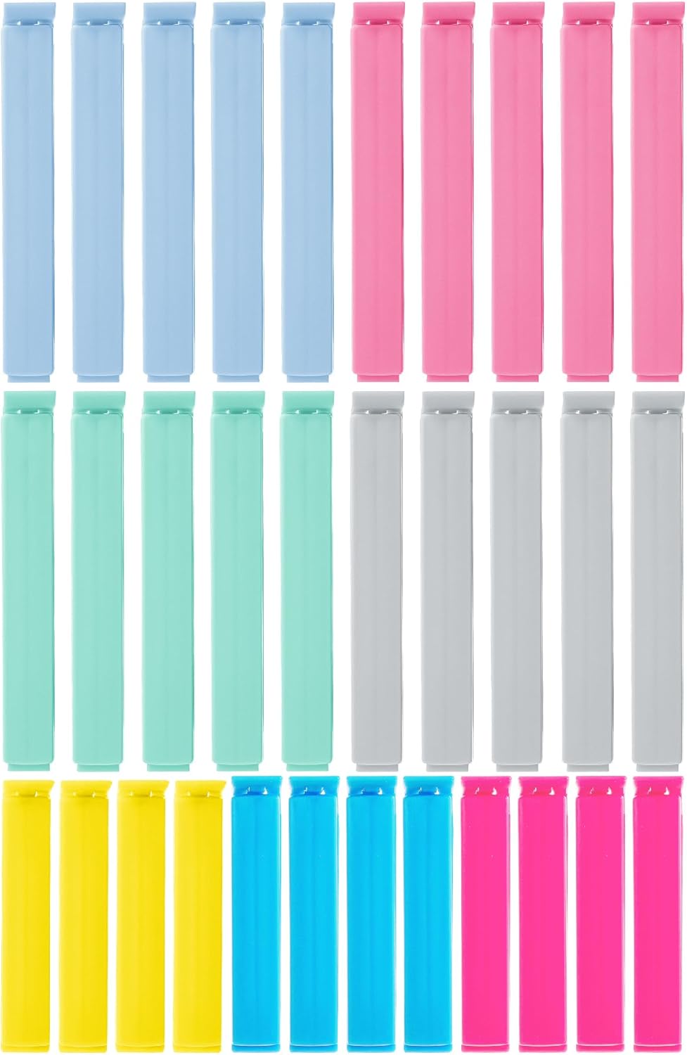 Sealing Bag Chip Clips, 32 Pack, 2 Sizes (12x 3.1 & 20x 4.3) | Colorful Plastic Food Bag Sealing Clips for Food Packages, Kitchen and Home, Sturdy, Dishwasher & Freezer Safe