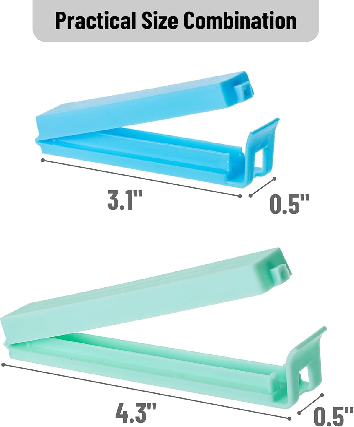 Sealing Bag Chip Clips, 32 Pack, 2 Sizes (12x 3.1 & 20x 4.3) | Colorful Plastic Food Bag Sealing Clips for Food Packages, Kitchen and Home, Sturdy, Dishwasher & Freezer Safe