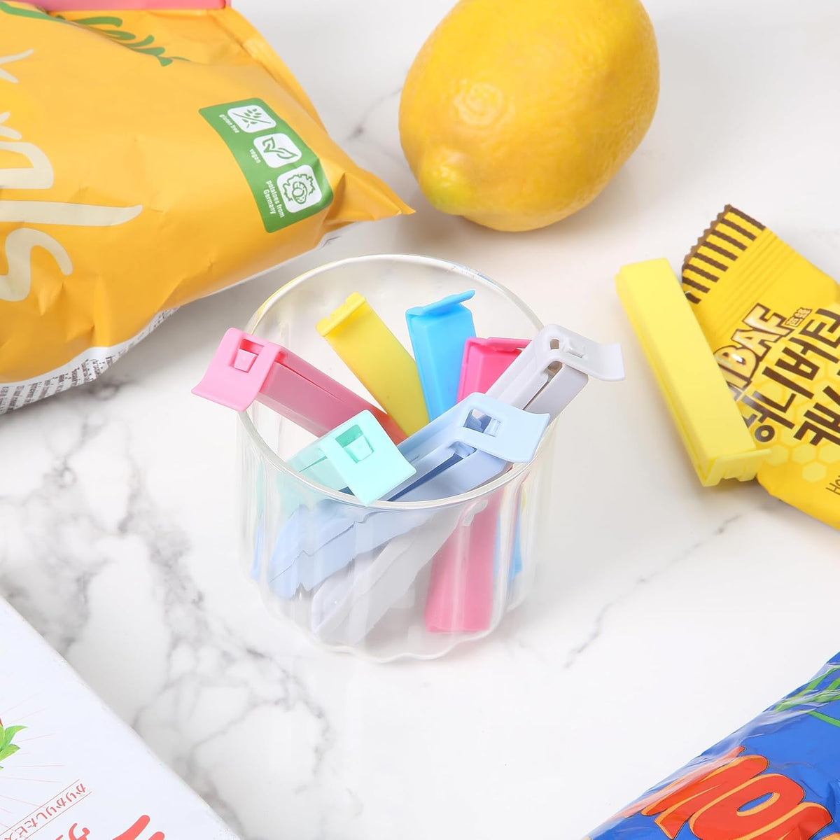 Sealing Bag Chip Clips, 32 Pack, 2 Sizes (12x 3.1 & 20x 4.3) | Colorful Plastic Food Bag Sealing Clips for Food Packages, Kitchen and Home, Sturdy, Dishwasher & Freezer Safe