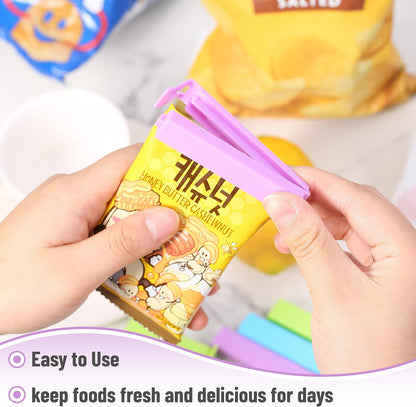 Sealing Bag Chip Clips, 32 Pack, 2 Sizes (12x 3.1 & 20x 4.3) | Colorful Plastic Food Bag Sealing Clips for Food Packages, Kitchen and Home, Sturdy, Dishwasher & Freezer Safe