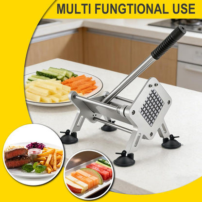 Stainless Steel Fry Cutter 1/2" & 3/8" Blades Home Silver JXR02 | Ideal for home & commercial use; heavy duty slicer for potatoes, carrots, cucumbers & onions