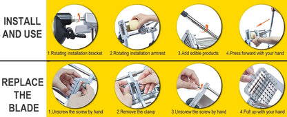 Stainless Steel Fry Cutter 1/2" & 3/8" Blades Home Silver JXR02 | Ideal for home & commercial use; heavy duty slicer for potatoes, carrots, cucumbers & onions