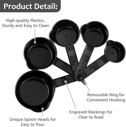 Measuring Cups & Spoons Set, Plastic Cooking Baking Tools Measuring Spoons Cups, 11 Piece Different Capacities Tablespoons Kitchen Gadgets Nesting Measure Sets for Dry Liquid Ingredients
