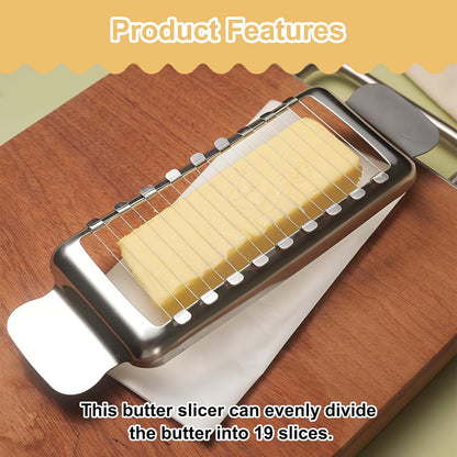 Butter Slicer Cutter, Stainless Steel Cheese Slicer Tool | 304 stainless steel handheld cutter for block cheese, soft fruits, eggs, and butter squares; dishwasher safe