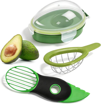 Egg Slicers, Avocado 3 Piece Set with Avocado Container, Includes Avocado Slicer and Avocado Cutter Tool, Dishwasher Safe for Slicing, Dicing and Keeping Avocados Fresh