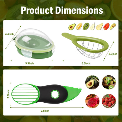 Egg Slicers, Avocado 3 Piece Set with Avocado Container, Includes Avocado Slicer and Avocado Cutter Tool, Dishwasher Safe for Slicing, Dicing and Keeping Avocados Fresh