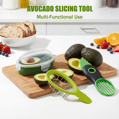 Egg Slicers, Avocado 3 Piece Set with Avocado Container, Includes Avocado Slicer and Avocado Cutter Tool, Dishwasher Safe for Slicing, Dicing and Keeping Avocados Fresh