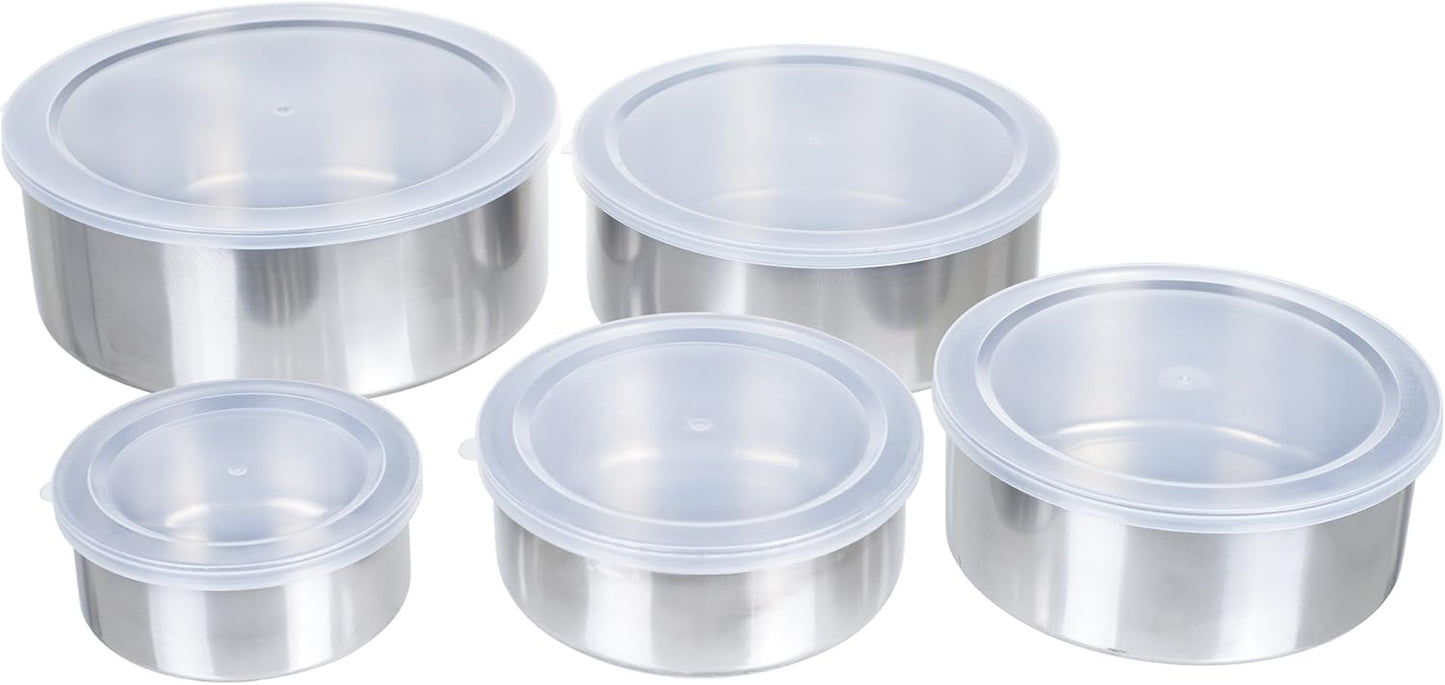 Stainless-Steel Bowls with Lids, 5-Piece-Set | Nesting Mixing Bowls Set for Prepping, Serving, and Storing - Kitchen Essentials for New Home