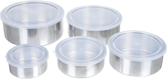 Stainless-Steel Bowls with Lids, 5-Piece-Set | Nesting Mixing Bowls Set for Prepping, Serving, and Storing - Kitchen Essentials for New Home