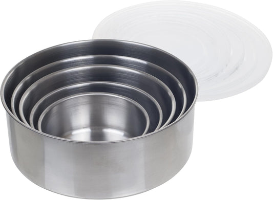 Stainless-Steel Bowls with Lids, 5-Piece-Set | Nesting Mixing Bowls Set for Prepping, Serving, and Storing - Kitchen Essentials for New Home