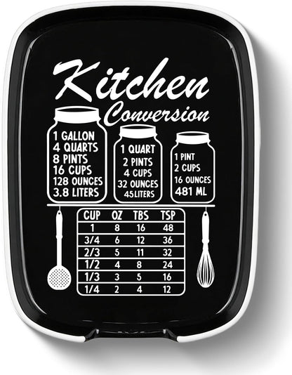 Funny Spoon Rest for Stove Top, Ceramic Spoon Holder for Kitchen Counter | Large Cooking Utensil Rest, Conversion Chart Modern Farmhouse Kitchen Decor and Accessories for Cooking Lovers, White