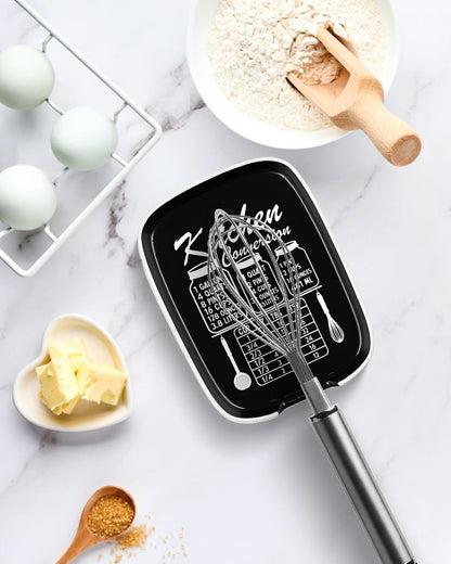Funny Spoon Rest for Stove Top, Ceramic Spoon Holder for Kitchen Counter | Large Cooking Utensil Rest, Conversion Chart Modern Farmhouse Kitchen Decor and Accessories for Cooking Lovers, White