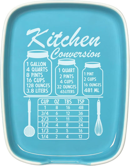Funny Spoon Rest for Stove Top, Ceramic Spoon Holder for Kitchen Counter | Large Cooking Utensil Rest, Conversion Chart Modern Farmhouse Kitchen Decor and Accessories for Cooking Lovers, White