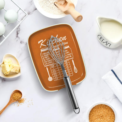 Funny Spoon Rest for Stove Top, Ceramic Spoon Holder for Kitchen Counter | Large Cooking Utensil Rest, Conversion Chart Modern Farmhouse Kitchen Decor and Accessories for Cooking Lovers, White