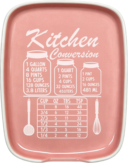 Funny Spoon Rest for Stove Top, Ceramic Spoon Holder for Kitchen Counter | Large Cooking Utensil Rest, Conversion Chart Modern Farmhouse Kitchen Decor and Accessories for Cooking Lovers, White