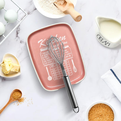 Funny Spoon Rest for Stove Top, Ceramic Spoon Holder for Kitchen Counter | Large Cooking Utensil Rest, Conversion Chart Modern Farmhouse Kitchen Decor and Accessories for Cooking Lovers, White